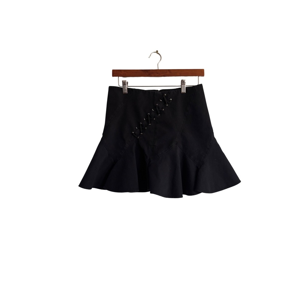 Derek Lam 10 Crosby Black Lace Up Flared Mini Skirt Size 4